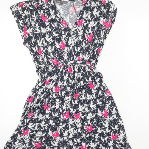 French Connection Womens Ivory Geometric Viscose Fit & Flare Size 10 Sweetheart - Birds Print