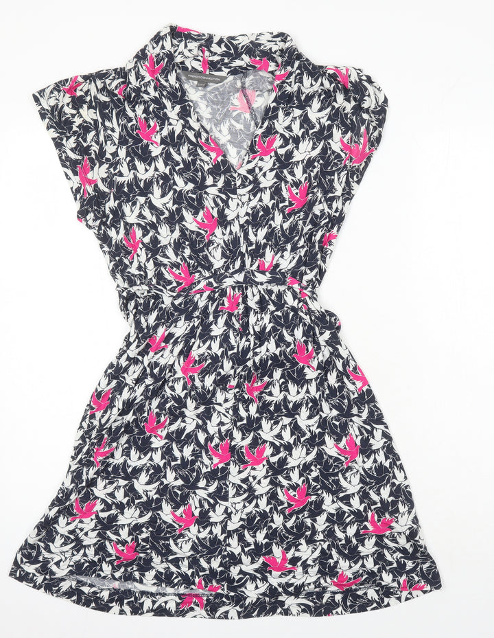 French Connection Womens Ivory Geometric Viscose Fit & Flare Size 10 Sweetheart - Birds Print