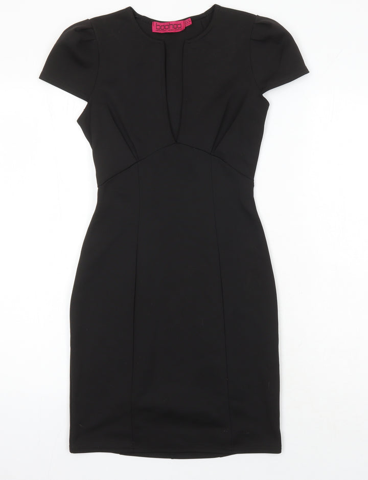 Boohoo Womens Black Houndstooth Polyester Pencil Dress Size 8 Sweetheart