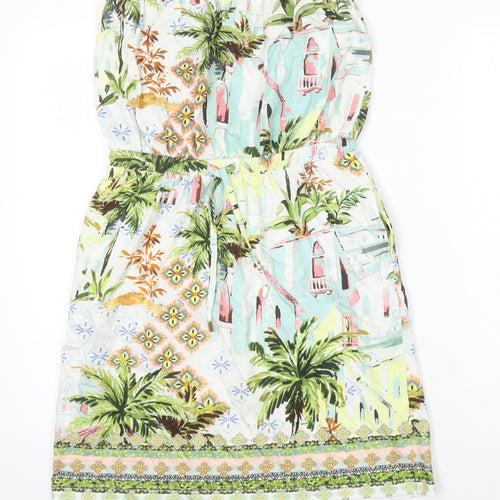 NEXT Womens Ivory Floral 100% Cotton Shift Size 10 Off the Shoulder