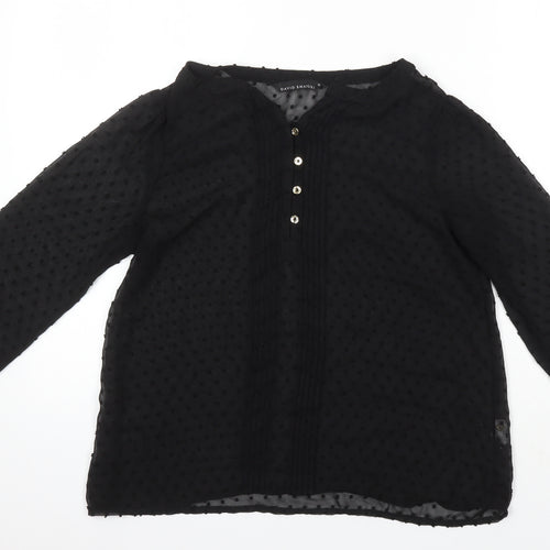David Emanuel Womens Black Polyester Tunic Blouse Size 12 Sweetheart