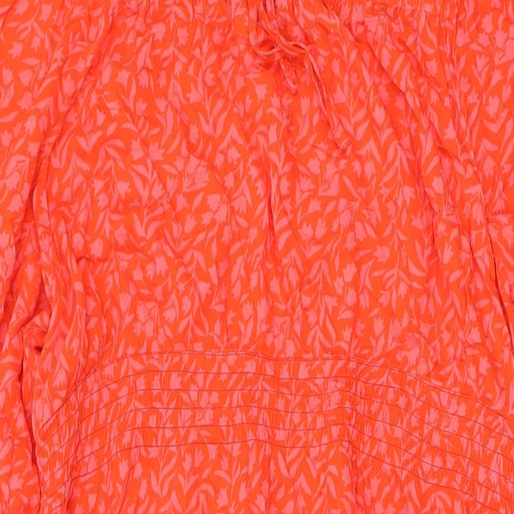 Marks and Spencer Womens Red Floral Viscose Shift Size 20 Off the Shoulder Pullover