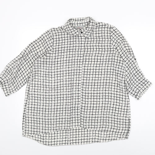 Dorothy Perkins Womens White Geometric Polyester Basic Button-Up Size 10 Collared