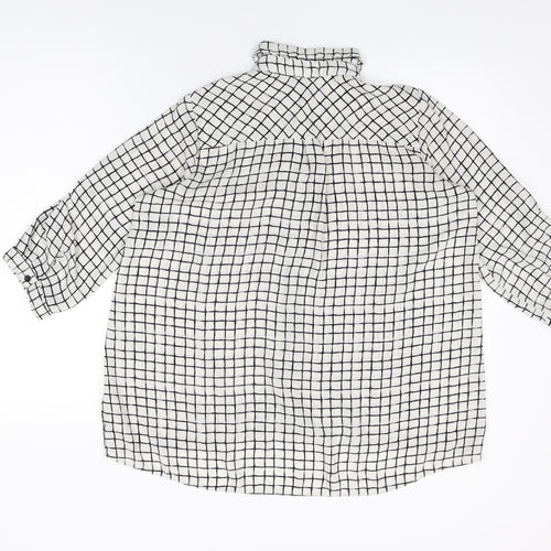 Dorothy Perkins Womens White Geometric Polyester Basic Button-Up Size 10 Collared