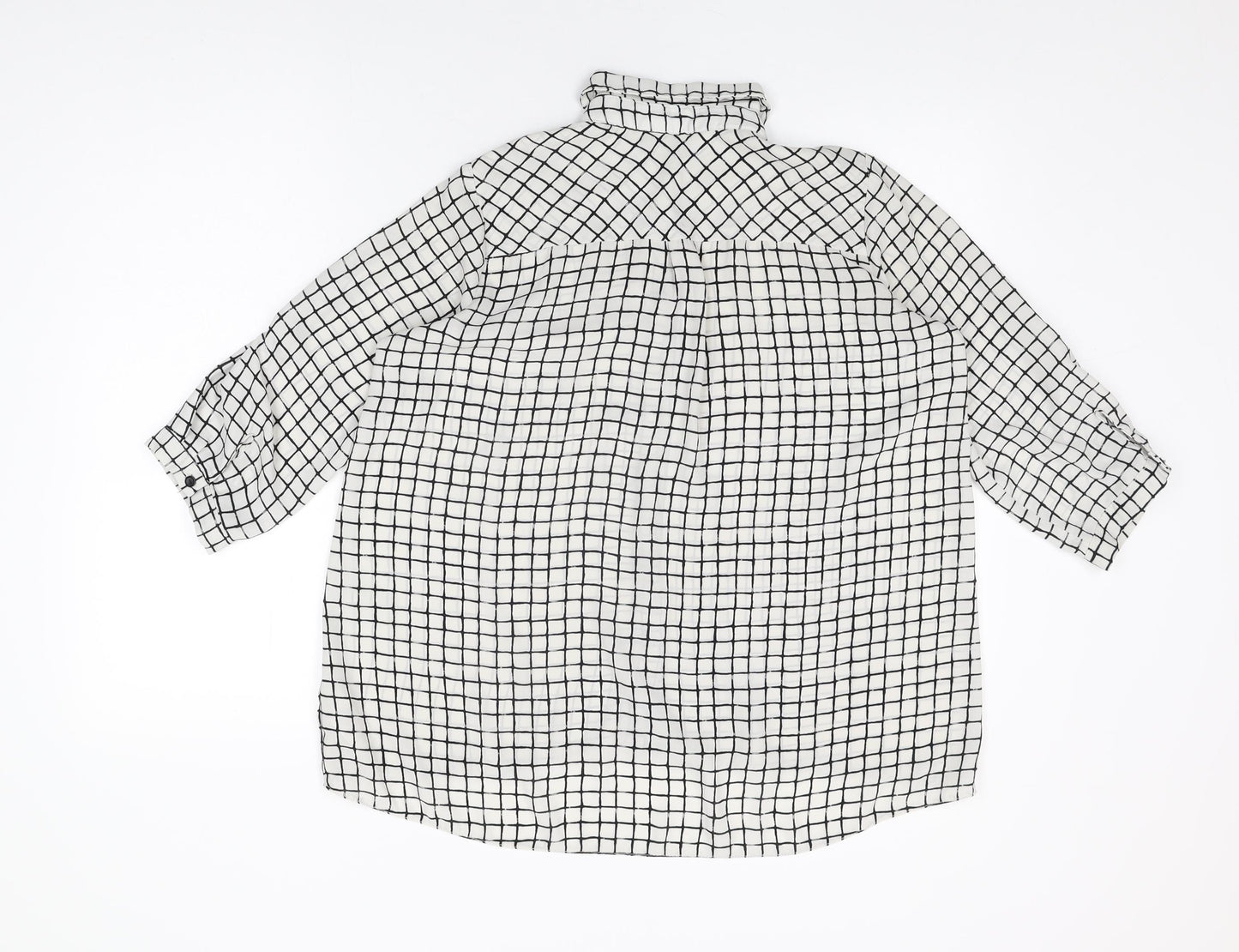 Dorothy Perkins Womens White Geometric Polyester Basic Button-Up Size 10 Collared
