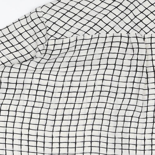 Dorothy Perkins Womens White Geometric Polyester Basic Button-Up Size 10 Collared