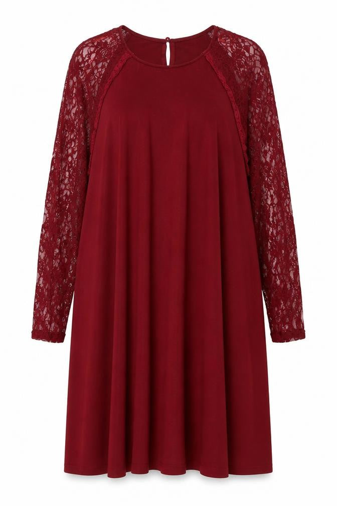 Front view of AX Paris women’s red polyester shift, size UK 22, round neck button