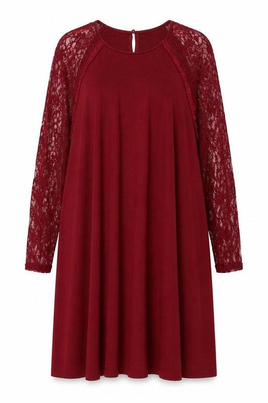 Front view of AX Paris women’s red polyester shift, size UK 22, round neck button
