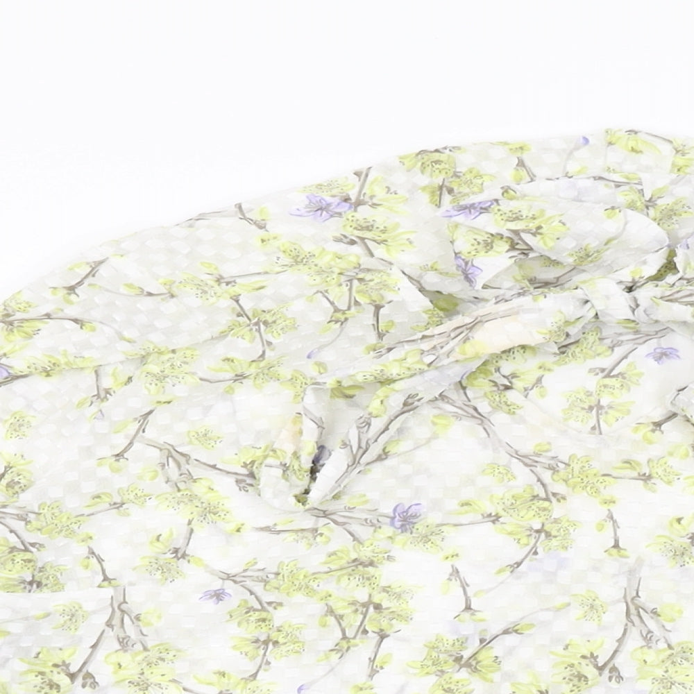 NEXT Womens White Floral Polyester Basic Blouse Size 18 Round Neck