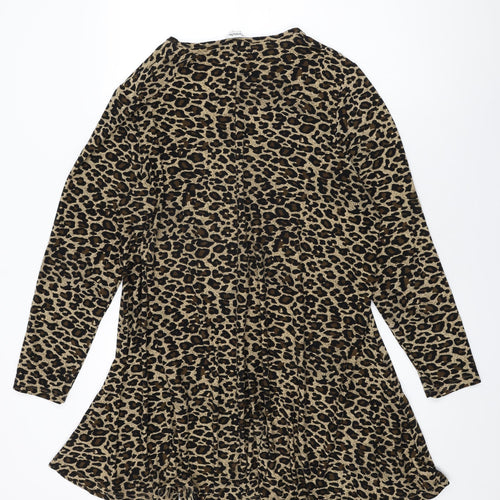 Simply Be Womens Beige Animal Print Polyester Shift Size 22 Round Neck Pullover