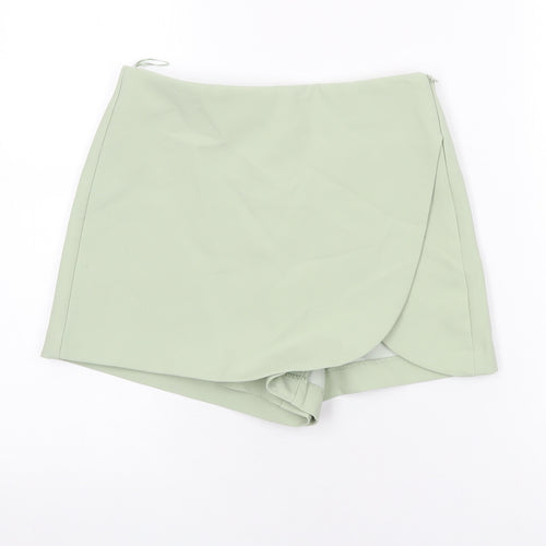 Zara Womens Green Polyester Skort Skirt Size XS Zip