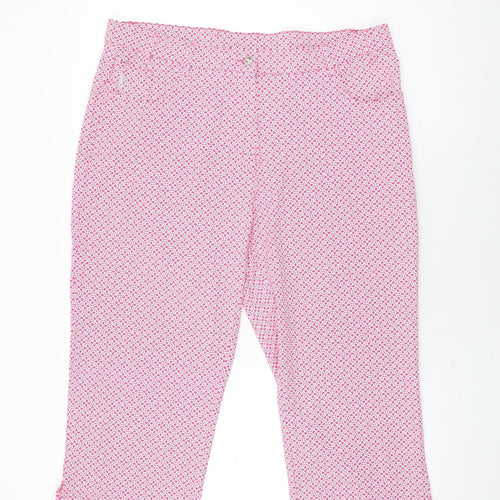 Glenmuir Womens Pink Geometric Polyamide Capri Trousers Size 18 L21 in Regular Zip