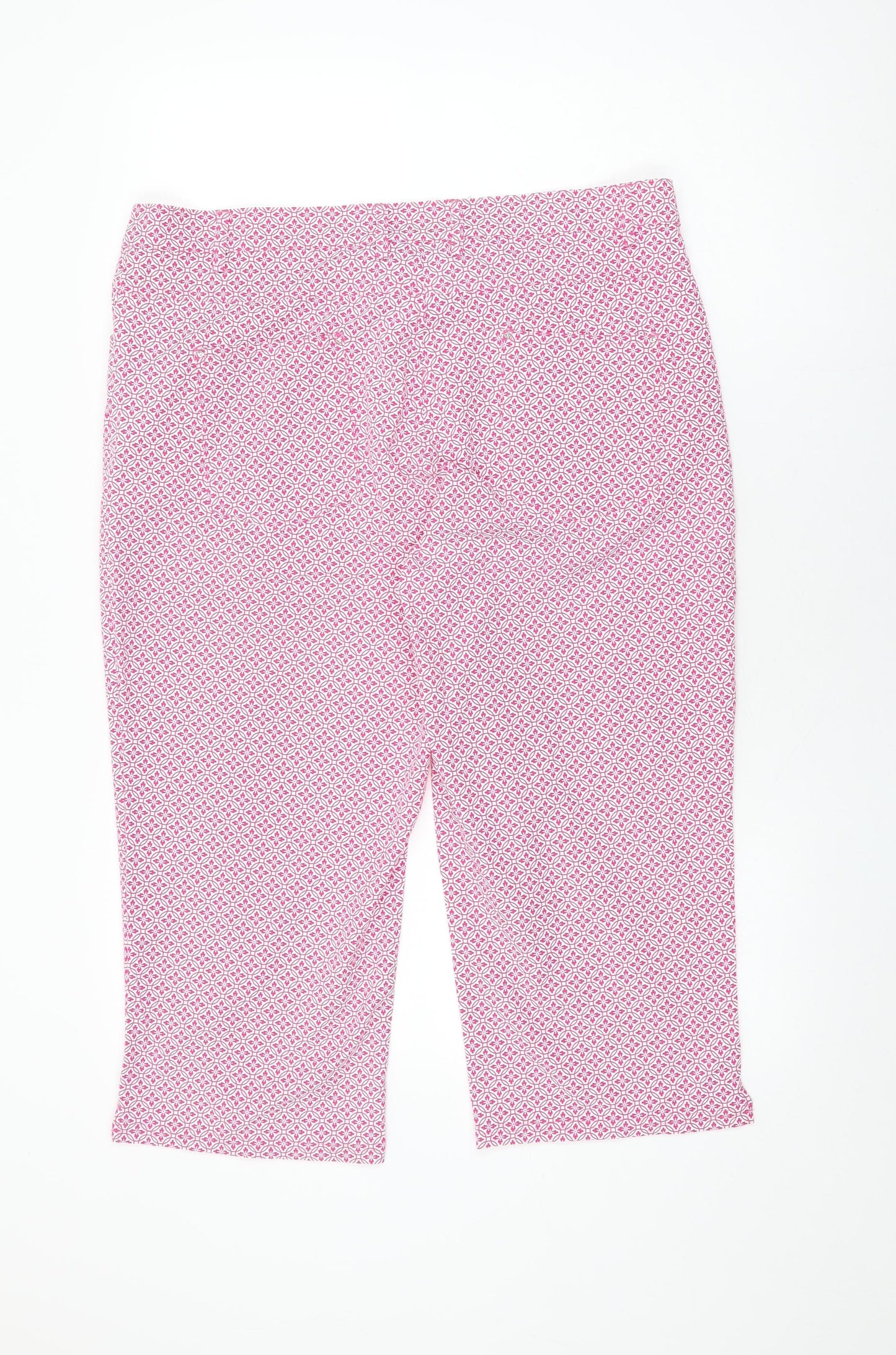 Glenmuir Womens Pink Geometric Polyamide Capri Trousers Size 18 L21 in Regular Zip