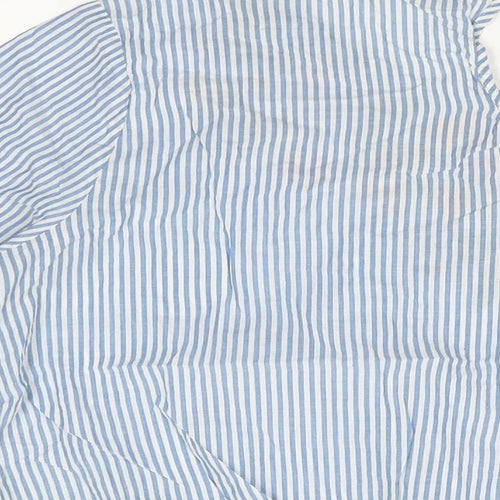 Marks and Spencer Womens Blue Striped Cotton Basic T-Shirt Size 20 Round Neck