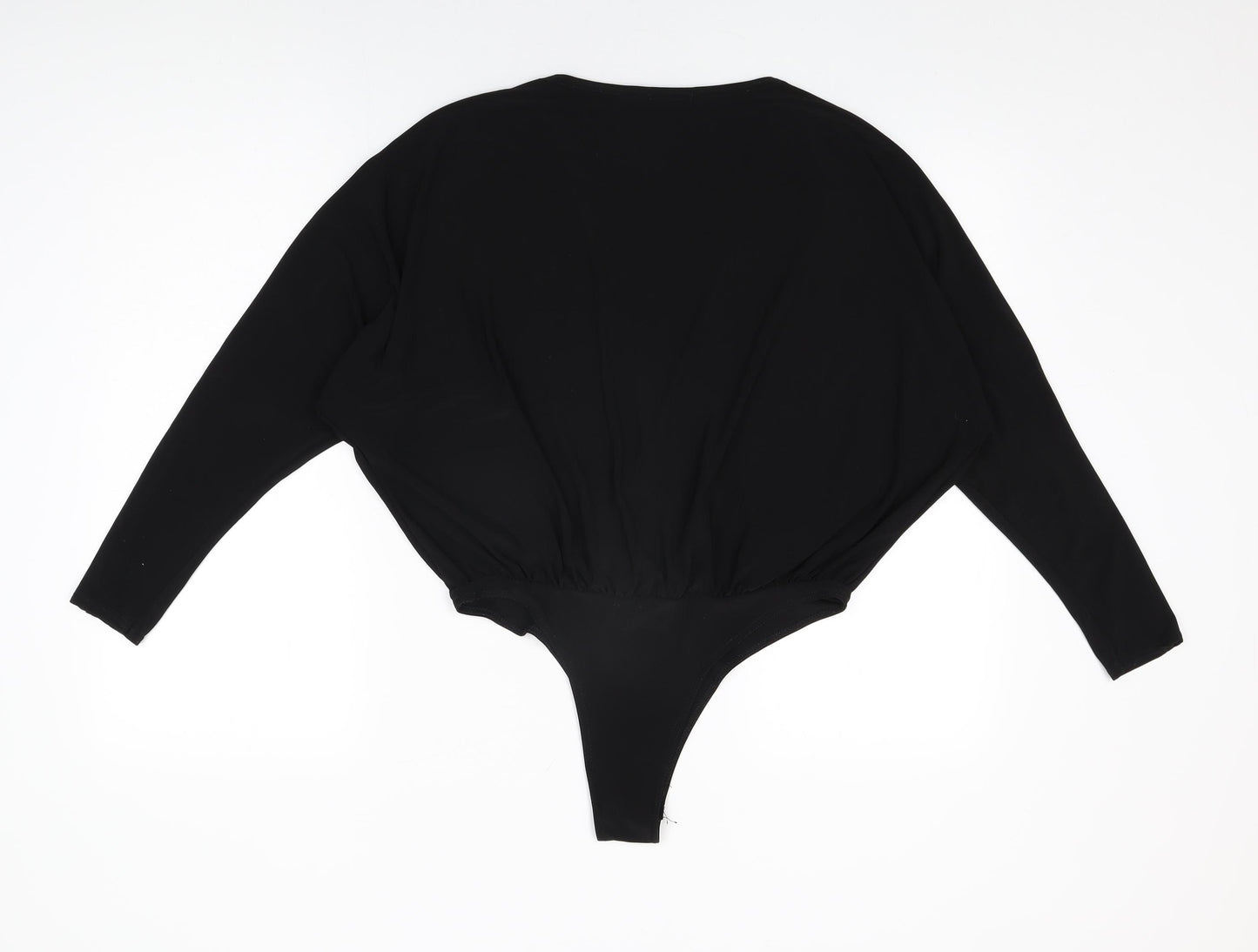 PRETTYLITTLETHING Womens Black Polyester Bodysuit One-Piece Size 14 Snap