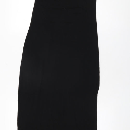 Boohoo Womens Black Viscose Bodycon Size 10 Scoop Neck Pullover