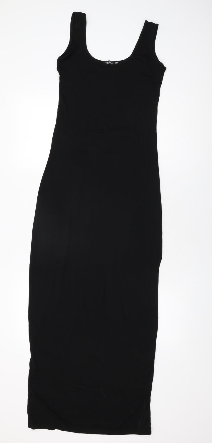 Boohoo Womens Black Viscose Bodycon Size 10 Scoop Neck Pullover