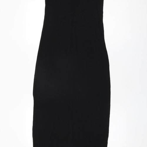 Boohoo Womens Black Viscose Bodycon Size 10 Scoop Neck Pullover