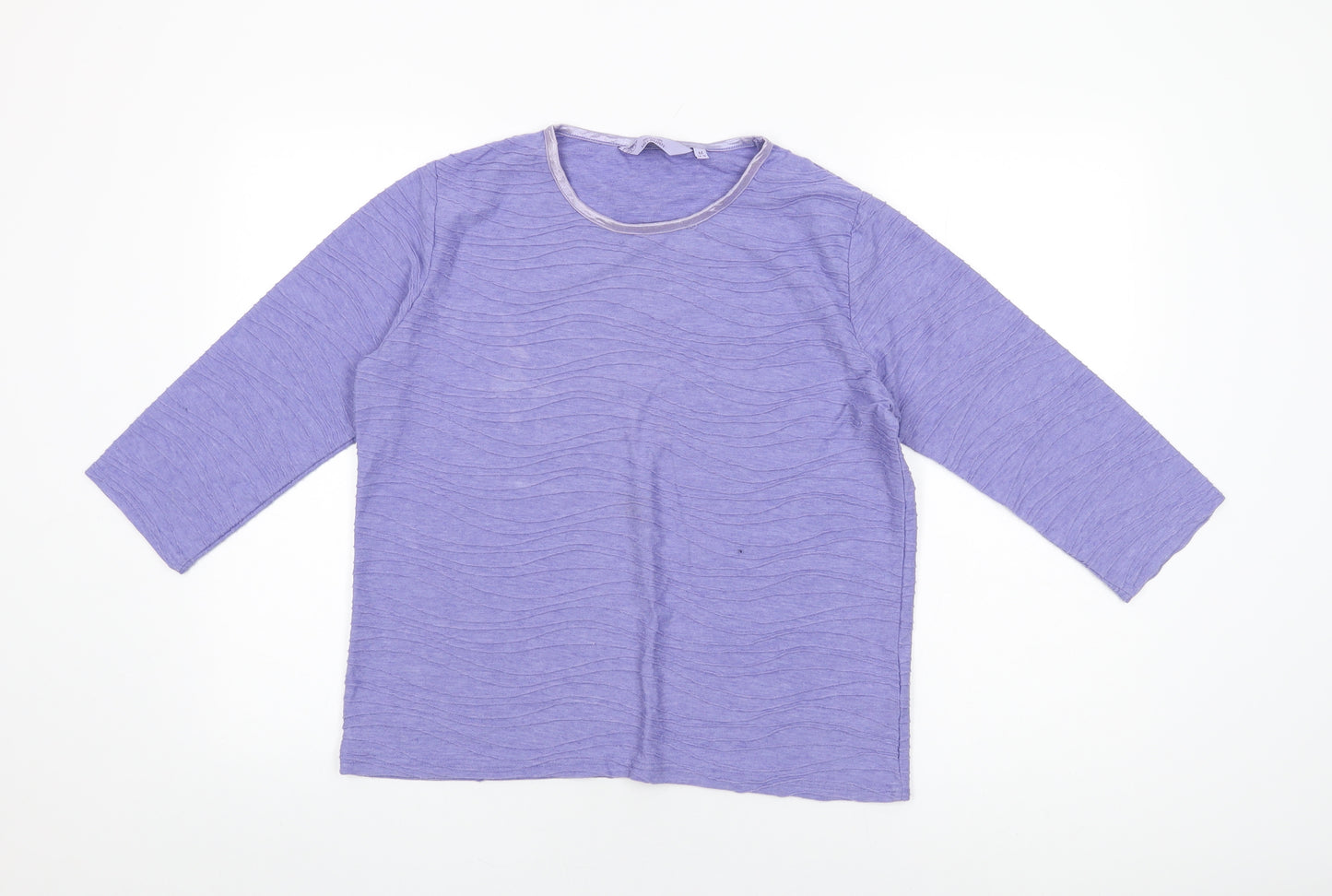 Honor Millburn Womens Purple Cotton Basic T-Shirt Size 14 Round Neck