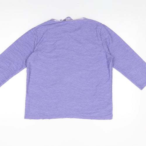 Honor Millburn Womens Purple Cotton Basic T-Shirt Size 14 Round Neck