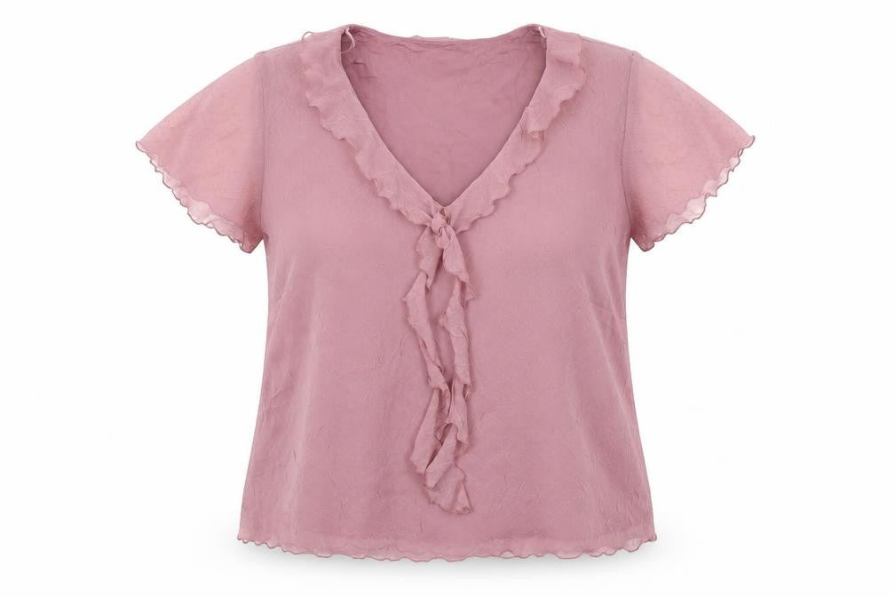 Front view of Roman women’s pink polyester basic blouse, size UK 16, v-neck