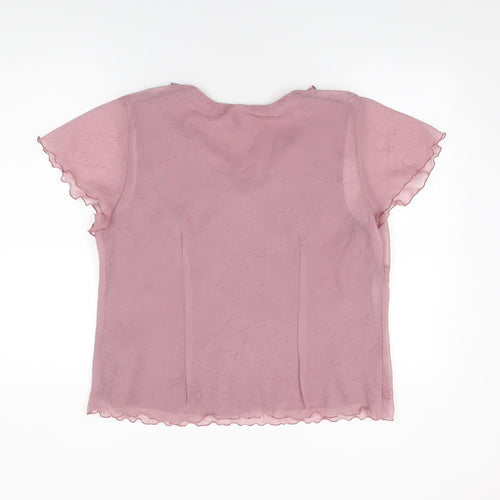 Roman Womens Pink Polyester Basic Blouse Size 16 V-Neck