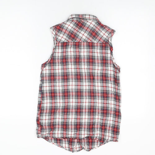 Innocence Womens Red Plaid Cotton Basic Button-Up Size 10 Collared
