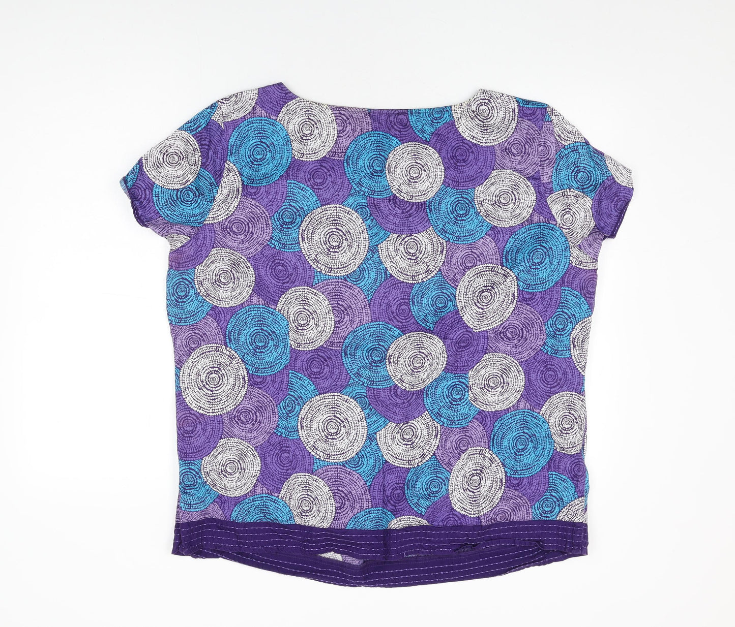 Maine Womens Purple Geometric Cotton Basic T-Shirt Size 20 Round Neck