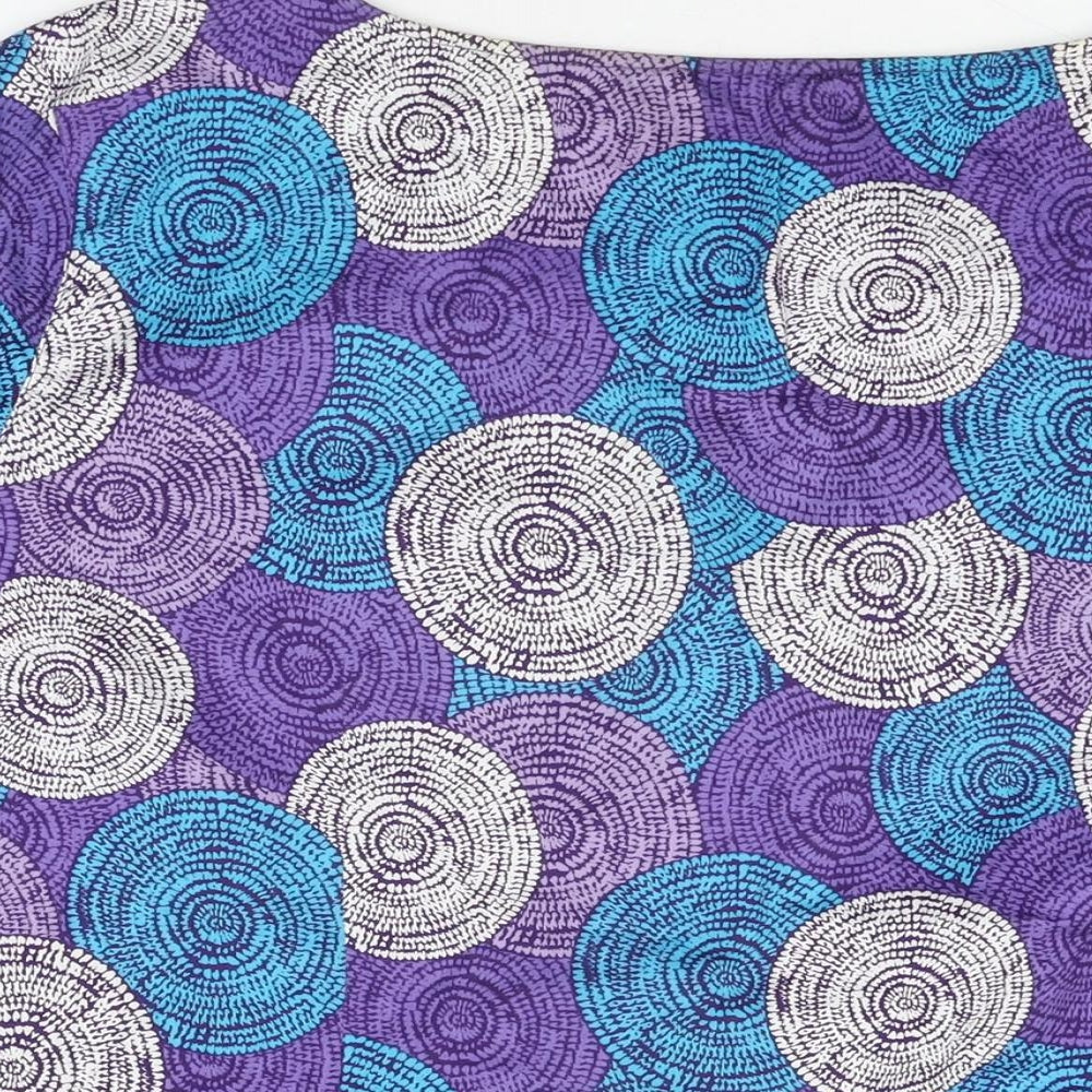 Maine Womens Purple Geometric Cotton Basic T-Shirt Size 20 Round Neck