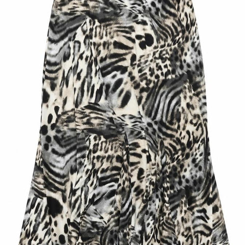 Nightingales Womens Beige Animal Print Polyester Flare Skirt Size 16
