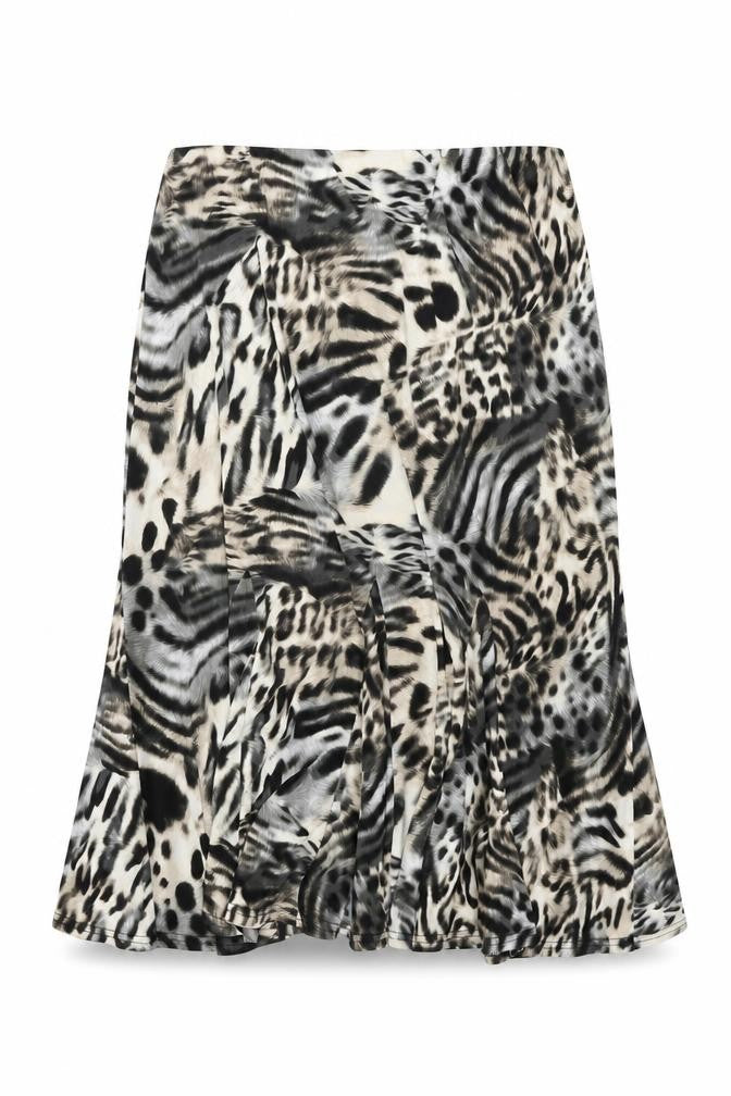 Nightingales Womens Beige Animal Print Polyester Flare Skirt Size 16