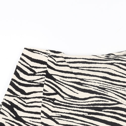 Zara Womens Ivory Animal Print Viscose Skort Skirt Size S Zip
