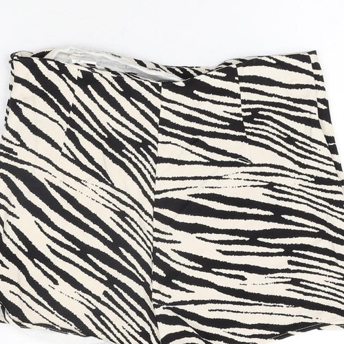 Zara Womens Ivory Animal Print Viscose Skort Skirt Size S Zip