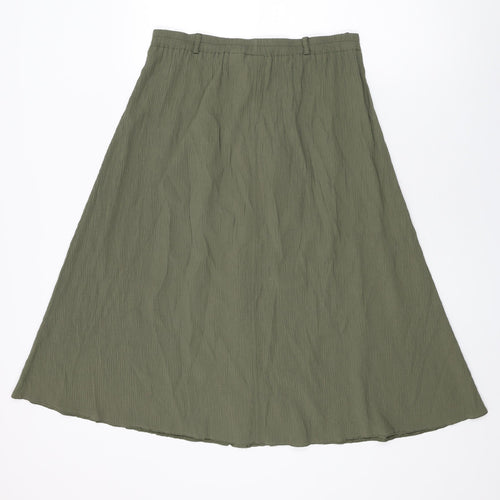 Bonmarché Womens Green Viscose Swing Skirt Size 14 Button