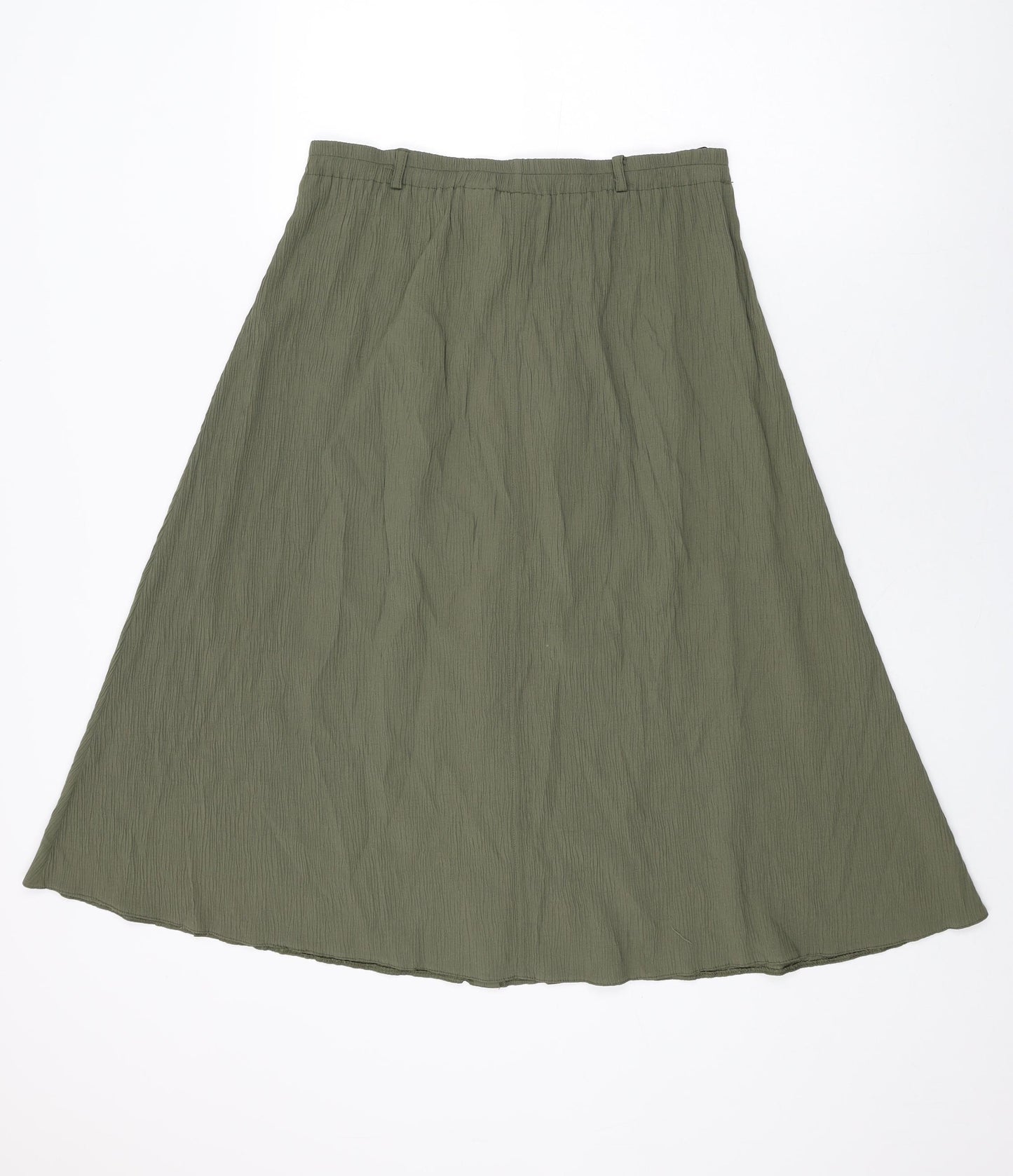 Bonmarché Womens Green Viscose Swing Skirt Size 14 Button