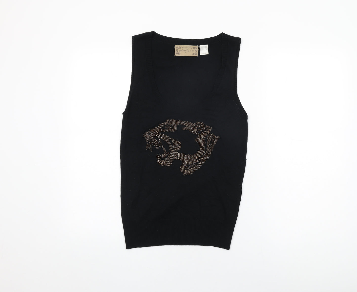 Yesterday Never Dies Womens Black Polyester Basic T-Shirt Size 10 Scoop Neck