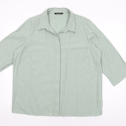 essence Womens Green Viscose Basic Button-Up Size 20 Collared