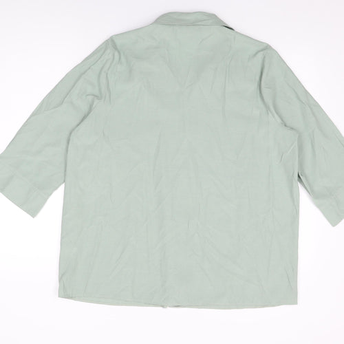 essence Womens Green Viscose Basic Button-Up Size 20 Collared