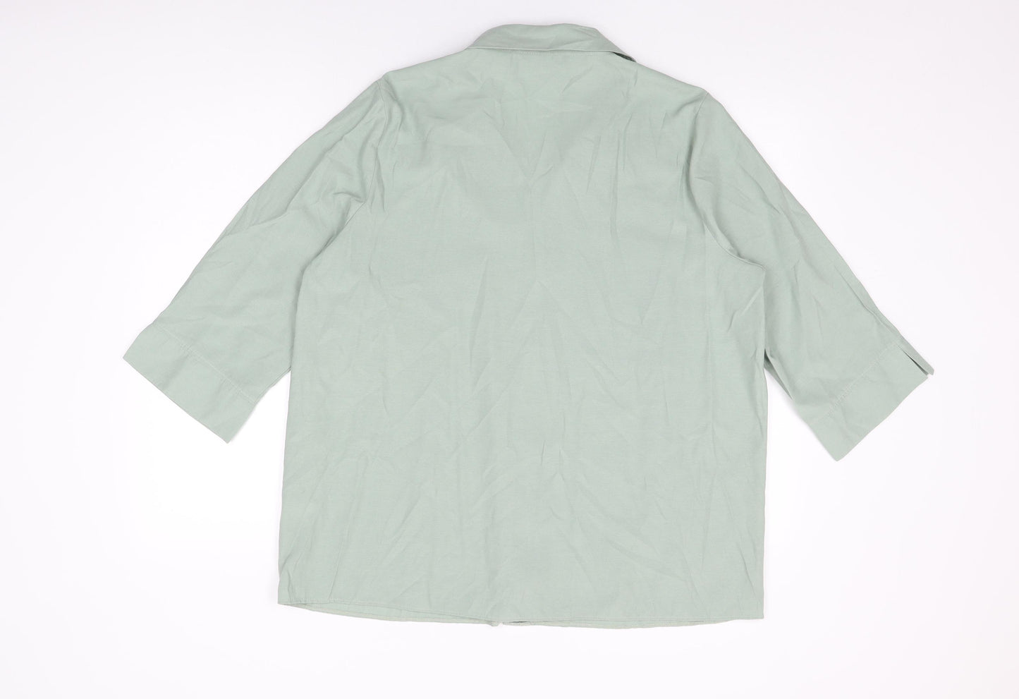 essence Womens Green Viscose Basic Button-Up Size 20 Collared