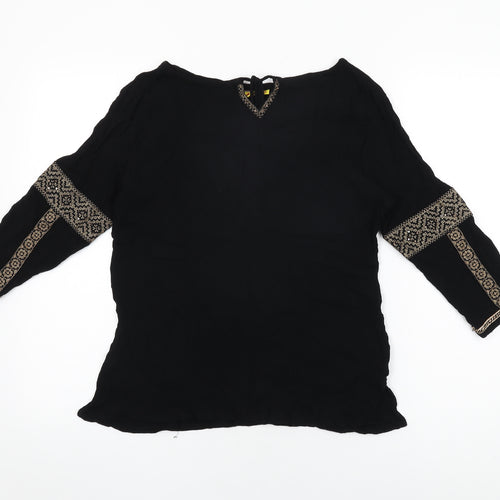 Ateesa Womens Black Viscose Basic T-Shirt Size XL Round Neck