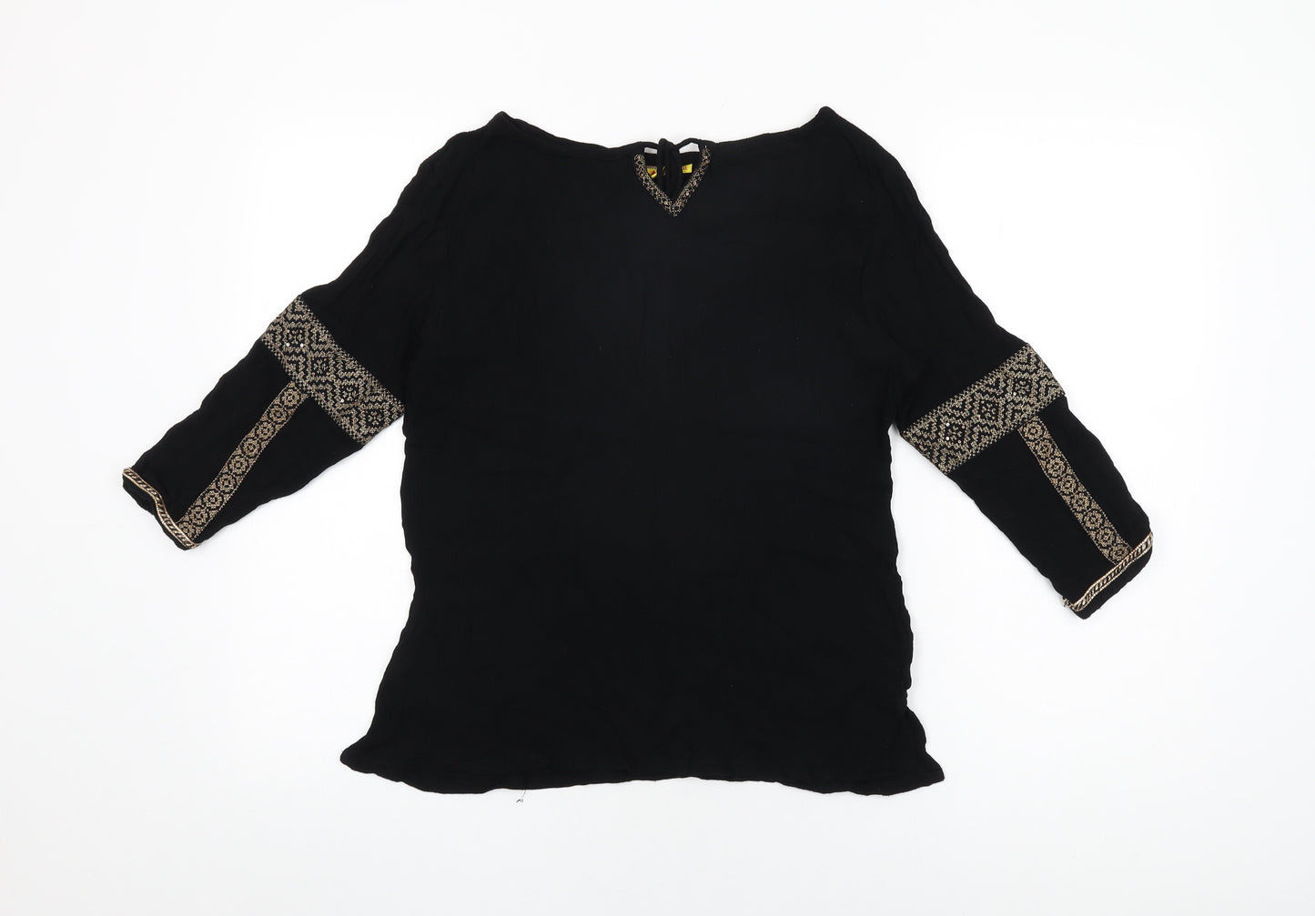 Ateesa Womens Black Viscose Basic T-Shirt Size XL Round Neck