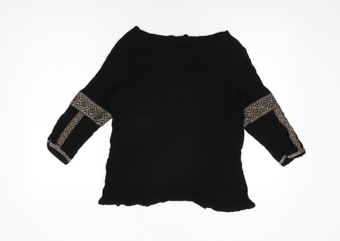 Ateesa Womens Black Viscose Basic T-Shirt Size XL Round Neck