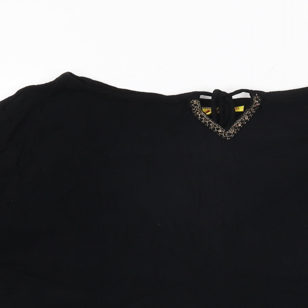 Ateesa Womens Black Viscose Basic T-Shirt Size XL Round Neck