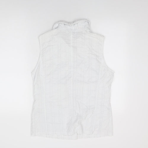 Bexley's Womens White Striped Polyamide Basic Button-Up Size 16 Collared