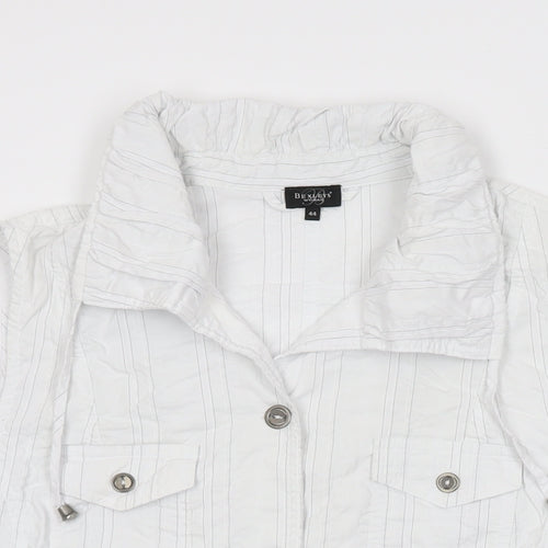 Bexley's Womens White Striped Polyamide Basic Button-Up Size 16 Collared