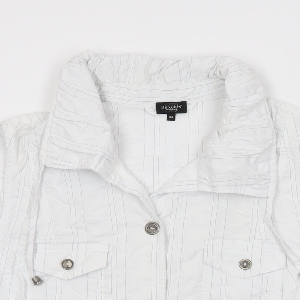 Bexley's Womens White Striped Polyamide Basic Button-Up Size 16 Collared