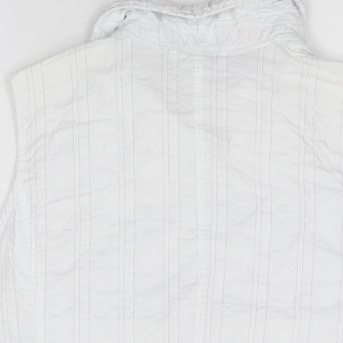 Bexley's Womens White Striped Polyamide Basic Button-Up Size 16 Collared