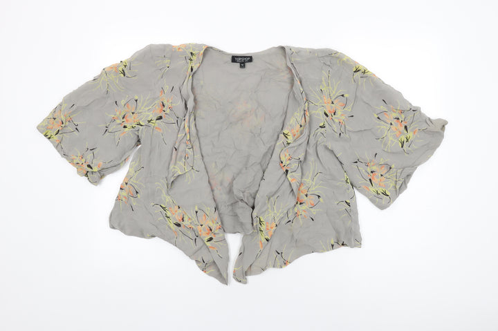 Topshop Womens Grey Floral Kimono Jacket Size 8