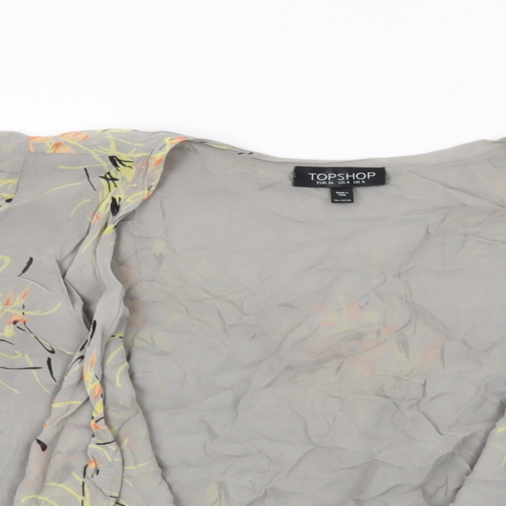 Topshop Womens Grey Floral Kimono Jacket Size 8