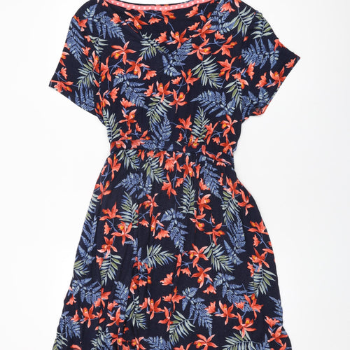 Maine Womens Blue Floral Viscose A-Line Size 20 V-Neck Pullover